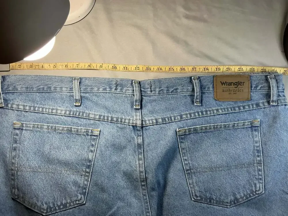 Wrangler Mens Stretch Straight Leg Regular Fit Blue Denim Jeans Size 40X30